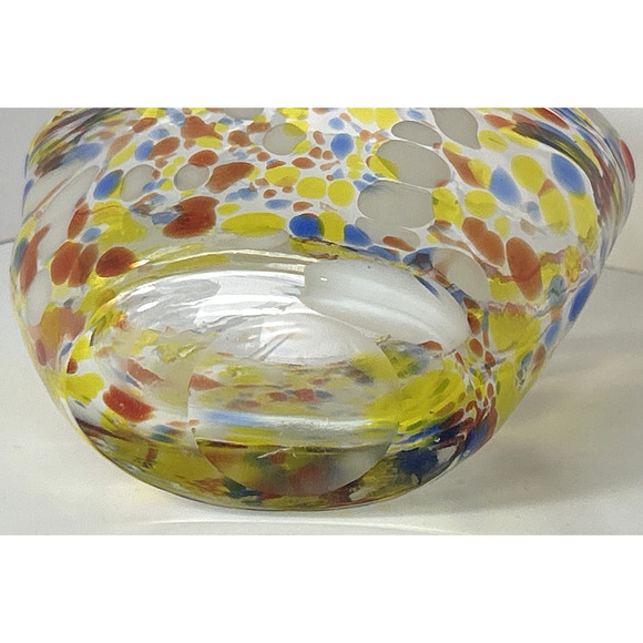 Hand Blown Art Glass Multicolored Dots Spots Murano Style Glass Purse Vase - Picture 8 of 8